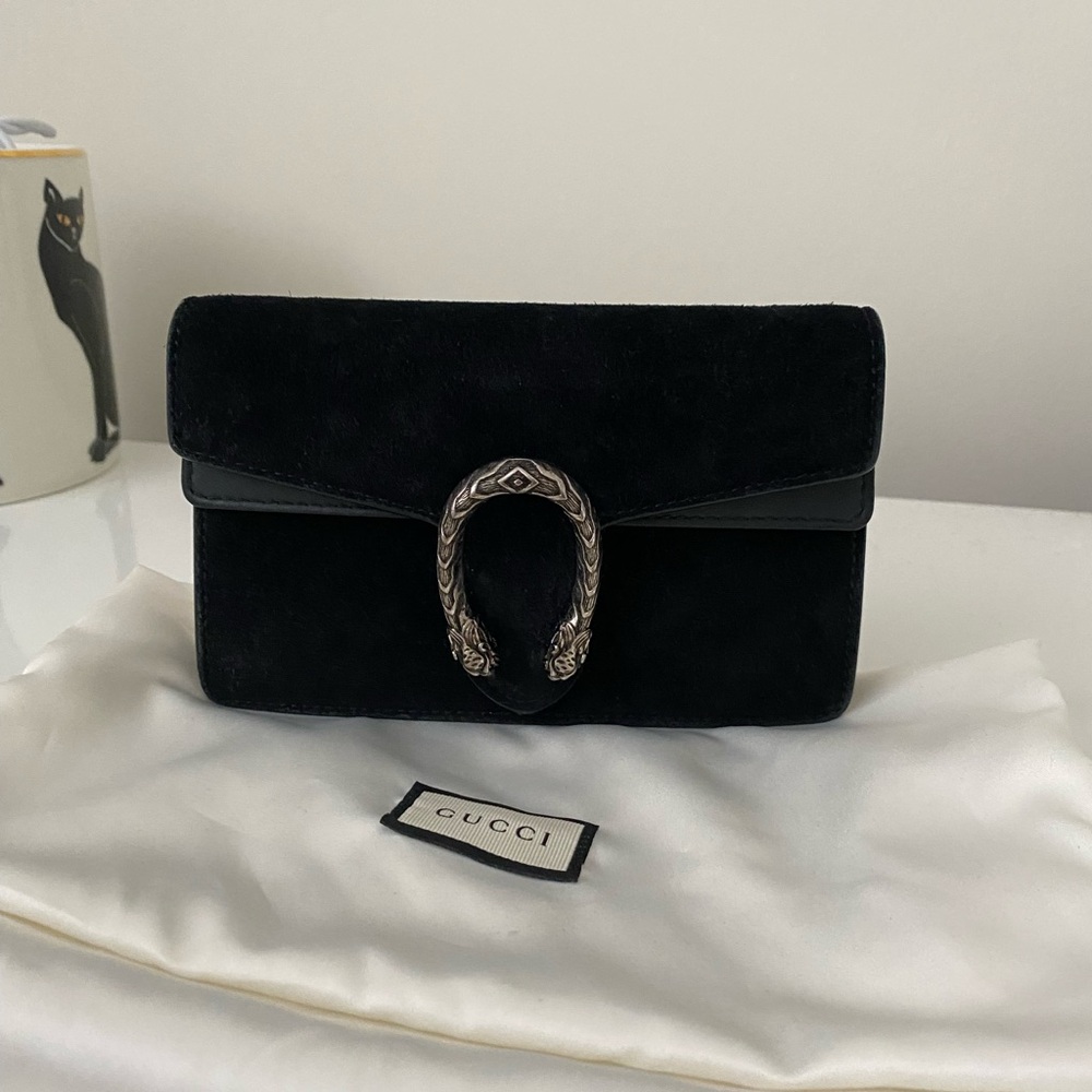 Gucci Super Mini Dionysus in Black Suede